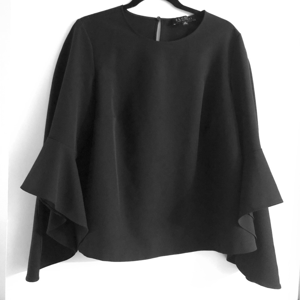 Eloquii Black Bell Sleeve Top
